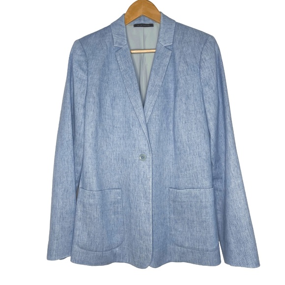Powder Blue Linen Blend Blazer - Picture 2 of 7